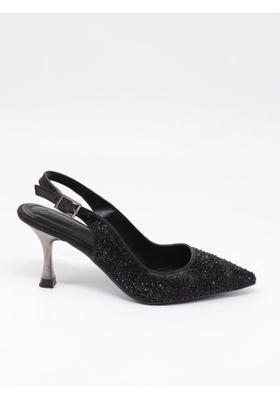 Nesilshoes Nesil Shoes Özma 404 Siyah Taşlı Topuklu Kadın Stiletto