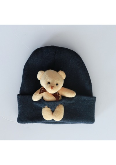 Bidigago Peluş Ayıcıklı Renkli Çocuk Bere Lacivert