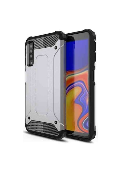 Noktaks Samsung Galaxy Uyumlu A7 2018 Kılıf Çift Katman Zırh Tank Crash Military Kapak Gri T6266