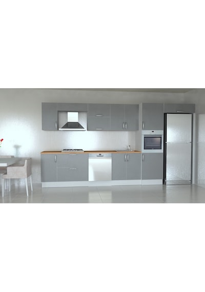 Mobilique Gri Tezgahsız Hazır Mutfak 408 CM