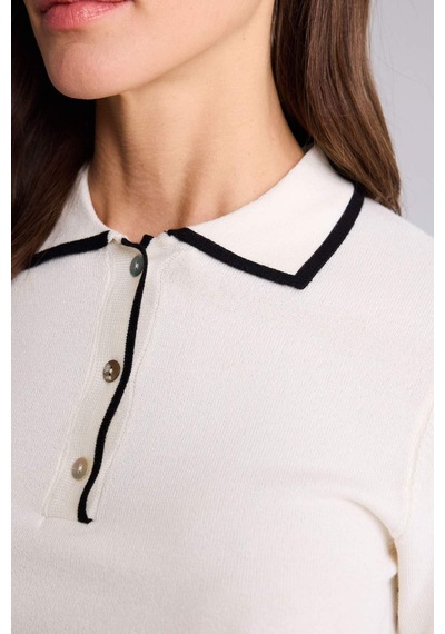 Defacto Fıtted Polo Yaka Kazak C1498ax26sper179 Ekru-er179