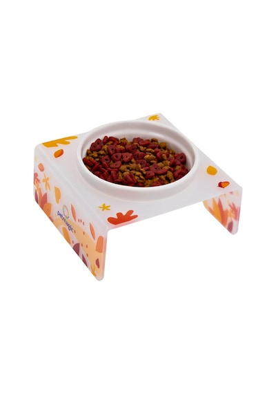Petmagic Akrilik Beyaz Seramik Tekli Evcil Hayvan Kedi Ve Mini Irk Köpek Mama Kabı-mat Sonbahar