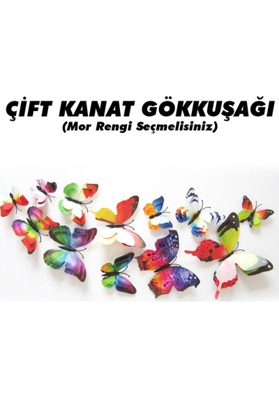Çift Kanatlı Kelebek Özel Kelebekler 3D Pvc Duvar Ve Buzdolabı Sü
