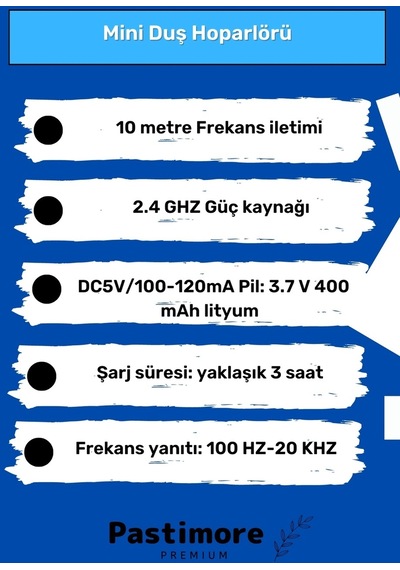 Pastimore Deluxe Serisi S-06 Vantuzlu Su Geçirmez Mini Bluetooth Hoparlör