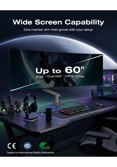 Nb F5-gaming, 32-60inch 2-20 Kg Rgb Aydınlatma Profesyonel Oyuncu Monitör Standı