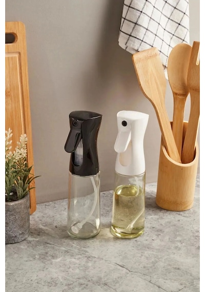 Yağ Spreyi Şişesi Airfryer Uyumlu Zeytinyağı Ve Limonluk Püskürtücü, Cam Yağdanlık 250 Ml Siyah Diğer