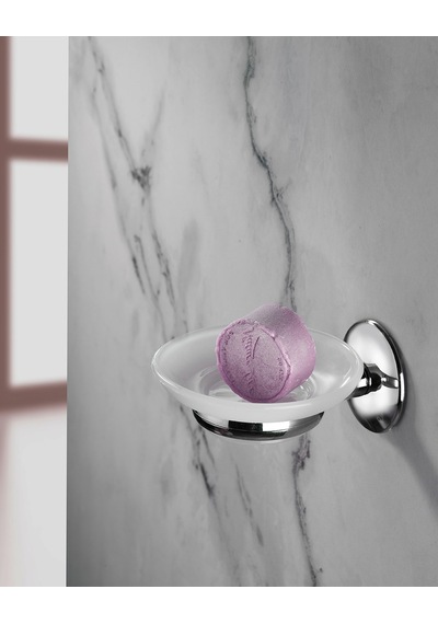 Krom Kaplama Yapışkanlı Mat Plastik Banyo / Tuvalet Katı Sabunluk S-104