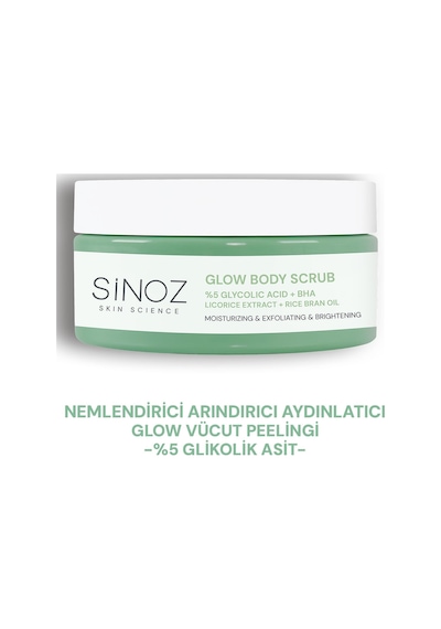 Sinoz Nemlendirici Arındırıcı ve Aydınlatıcı Glow Vücut Peelingi %5 Glikolik Asit 200 G