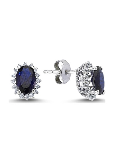 Lova Pırlantalı Oval Safir Anturaj Küpe -  3040014