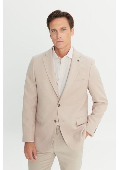 AC&Co / Altınyıldız Classics Erkek Bej Slim Fit Dar Kesim Mono Yaka Kapak Cepli Blazer Ceket Bej