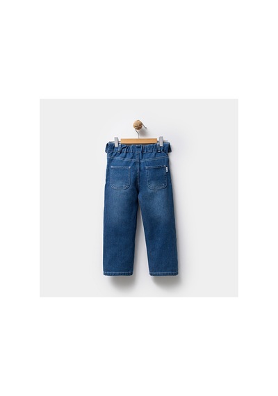 Overdo Kids Kız Çocuk 5-8 Yaş Taş Detaylı Baskılı Kot Pantolon Koyu Mavi