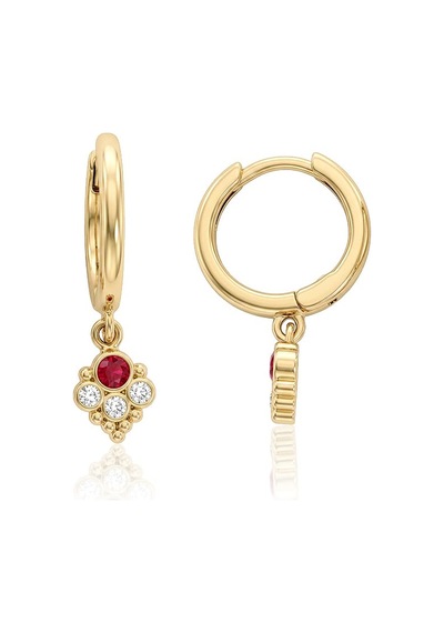 Aura Ruby Halka Küpe Açık Sarı Altın