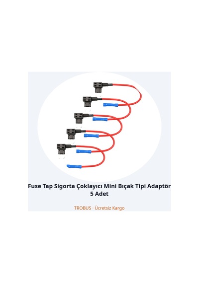 Trobus Fuse Tap Sigorta Çoklayıcı Mini Bıçak Tipi Adaptör 5 Adet Diğer