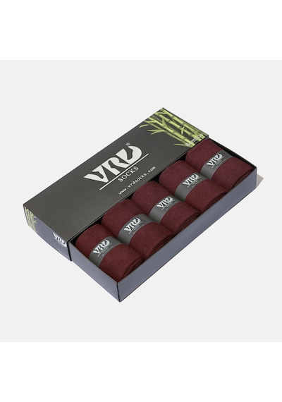 Dikişsiz Bambu Çorap Düz Bordo Renk Bambu Erkek Çorap Kutulu 5 Çift Premium Uzun Çorap Soket Çorap Bambu Mix