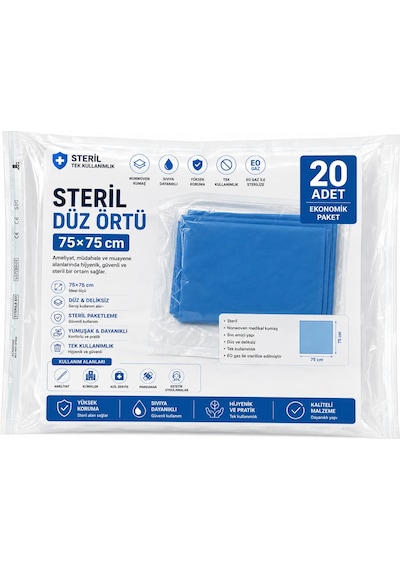 Steril Düz Örtü 75 x 75 Cm 20'li