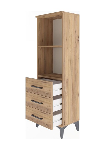 Arges Dolap 2 Raflı 3 Çekmeceli 44x30x134 Çam-çam Çam