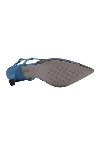 Poletto Hakiki Yılan Deri Buz Mavı-mavı Ayakkabı Stiletto 9841 110 Yln-2429 Mavi