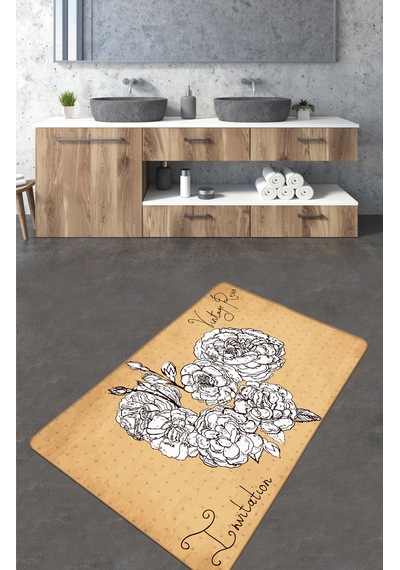 Vintage Roses 80X100  cm Djt Banyo Halısı Kaymaz Tabanlı Yıkanabilir