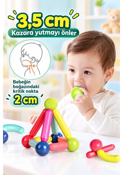 Manyetik Çubuklar 25 Parça Renkli Manyetik Yapı Blokları Zekâ Ve Tasarım Oyuncağı