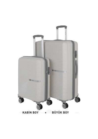 Mçs Bavul Büyük Ve Kabin 2li Set Kırılmaz Silikon Valiz V374 Kemik/gri Kemik - Gri