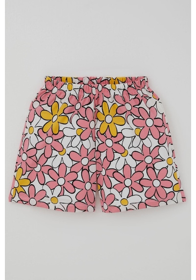 Breeze Kız Çocuk Şortlu Pijama Takımı Renkli Papatya Desenli 4-8 Yaş, Karışık Renk Çok Renkli