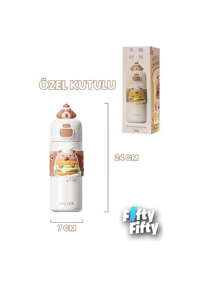 Dıller 480 Ml Tek Kapak Çift Kullanım Pipetli/pipetsiz Taşıma El Askılı Vacum Cup/çelik Termos -ffd9351-480 Çok Renkli