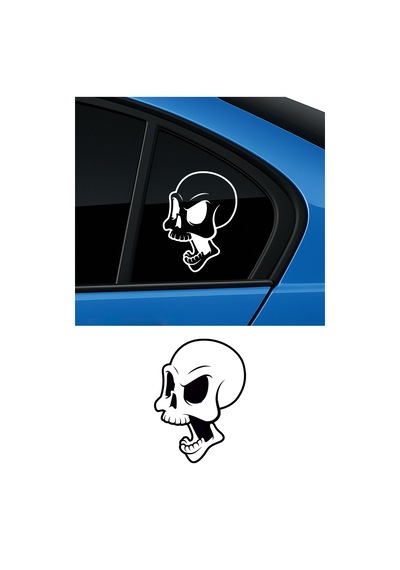 Kızgın Kuru Kafa Sticker, Oto Sticker, Motor Sticker 20x15 Cm