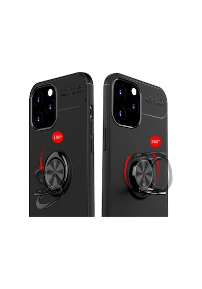 Apple Uyumlu - iPhone 12 Pro Max Kılıf Range Yüzüklü Silikon - Kırmızı