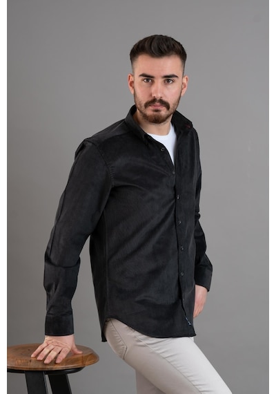 Dorss Slimfit Erkek İnce Fitilli Kadife Gömlek 001