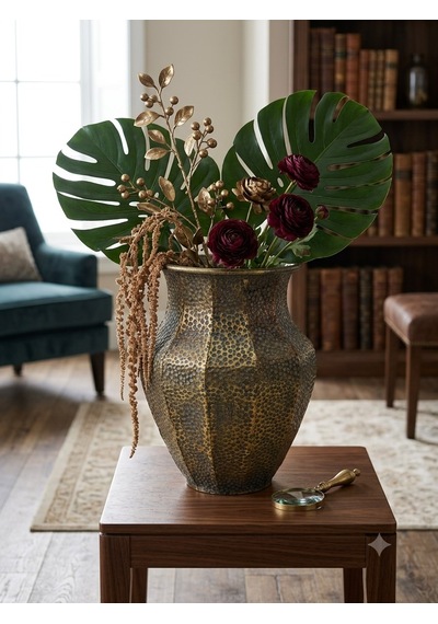 Panalı Pnl-mg89 M Metal Dekoratif Saksı 41,5 X 32 Cm Eskitme Gold