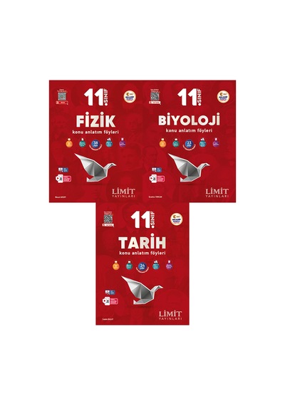 Limit 2027 11. Sınıf Fizik + Biyoloji + Tarih Konu Anlatım Föyleri Seti 3 Kitap Maarif Model