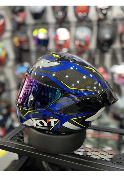 Kyt NZ-Race Carbon +1 Irıdyum Vizör Motosiklet Kaskı Mavi