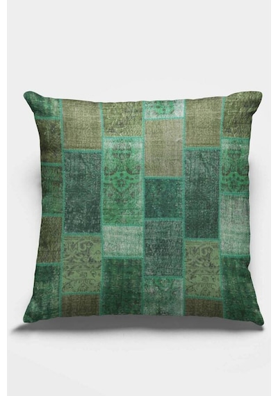 Yeşil Patchwork Çift Taraflı Yastık Kırlent Kılıfı Krl295n11