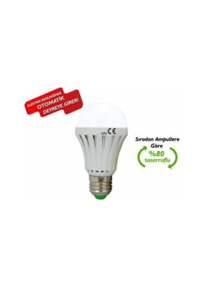 9 Watt Şarjlı Led Ampul E27 Duylu 220 Volt Beyaz