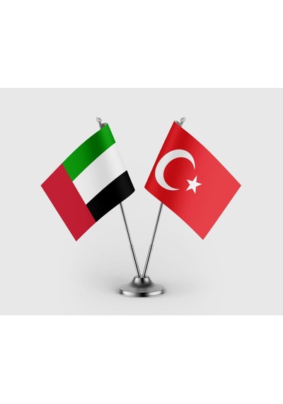 Birleşik Arap Emirlikleri Bayrağı Ve Türk Bayrağı İkili Saten Masa Bayrağı Takımı Diğer