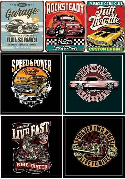 Retro Arabalar Ve Motorlar Sticker Set 7 Parça Telefon, Tablet, Defter, Laptop Sticker