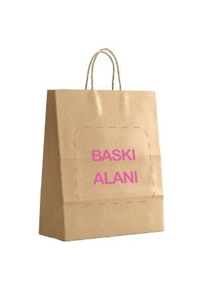 Baskılı Naturel Renk Kraft Çanta-500 Adet-tek Renk Çift Taraf Baskılı - 18 8 24
