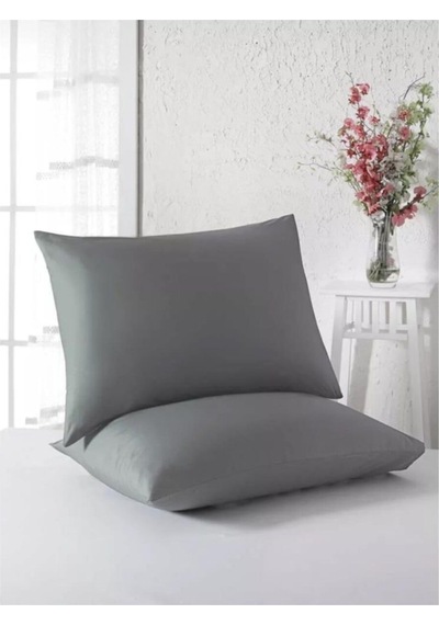 Düz Pamuklu 2'li Yastık Kılıfı 50x70 Cm Antrasit