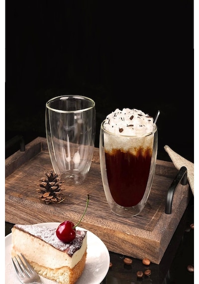 Bardak 6'lı Çift Cidarlı Bardak 300 Ml Ev Ofis Çay Fincanı Kahve Sunum