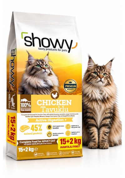 Showy Tavuklu Yetişkin Kedi Kuru Maması 15+2 Kg
