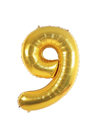 Folyo Balon 9 Rakamı Helyum Balon 36 Cm Gold Renk - 9 Yaş Balonu - 9 Yaş Balon -9 Number Ballon Çok Renkli
