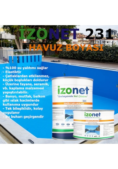 İzonet 231 Havuz İzolasyon Renkli Havuz Boyası 12+3 15 Kg