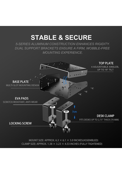Z9 Steering Wheel Desk Mount Adjustable Tilt Angle, Clamp For Table Or Sim Racing Stand Compatible Vd4 / Vd6 / Vd10 Direct Drive Wheel Bases