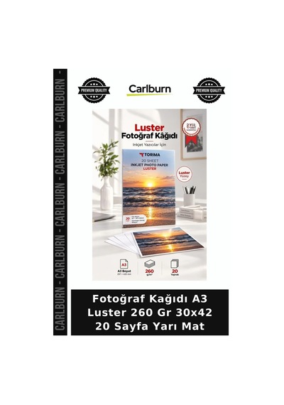 Fotoğraf Kağıdı A3 Luster 260 Gr 30x42 20 Sayfa Yarı Mat Tasarım Aracı Ofis Malzemesi Baskı Ürünü