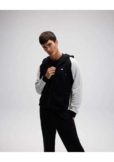 Ellesse Em560 Erkek Siyah Fermuarlı Kapüşonlu Siyah Sweat Siyah