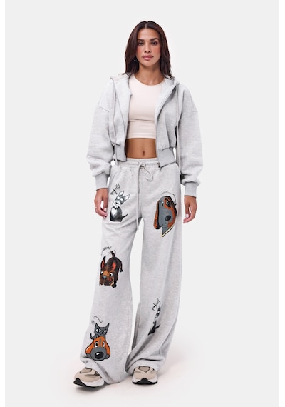 Kadın Gri W6-12 Sweatshirt Eşofman Pantolon 2'li Tasarım Takım