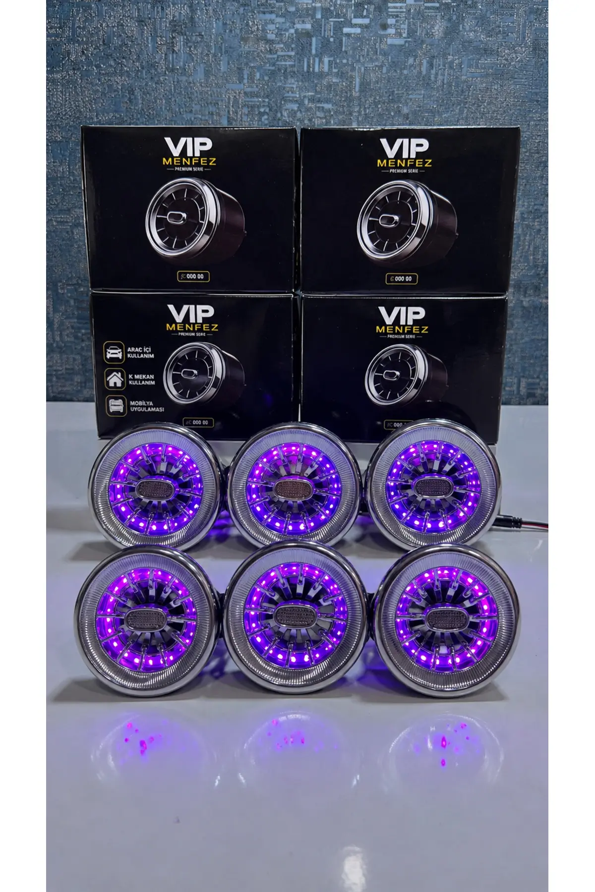 Üniversal Vıp Klima Menfez Izgara 9-10 Cm Çap 6 Adet Işıklı 6lı Menfez