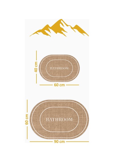 Yıkanabilir Kaymaz Tabanlı Modern Desenli 2'li Banyo Paspas Takımı Obps0004 Renkli