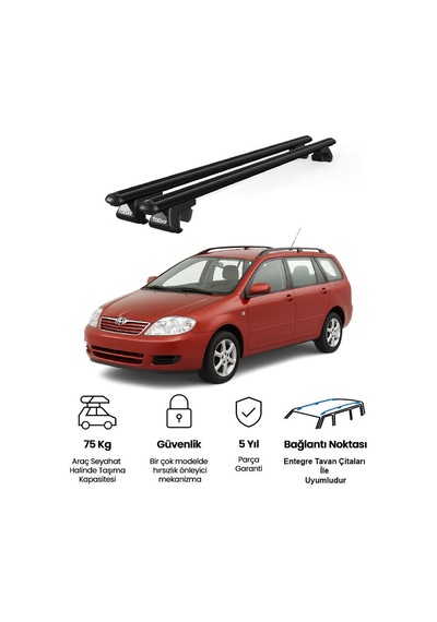 Venüs Toyota Corolla Station Wagon 2000-2006 Uyumlu Siyah Ara Atkı Port Bagaj Tavan Barı