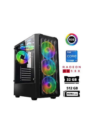 Xaser ABYSSX3 i5-12400F 32 GB 512 GB M.2 NVMe SSD 8 GB RX580 Free Dos Masaüstü Oyuncu Bilgisayarı